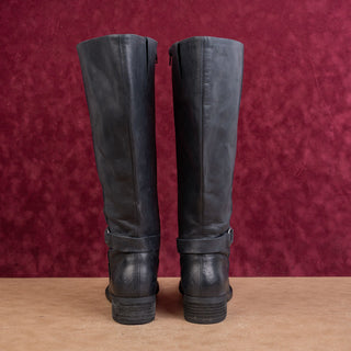 Born Women Saddler Black Leather Farm Barn Riding Wide Calf Knee Boots sz 8.5