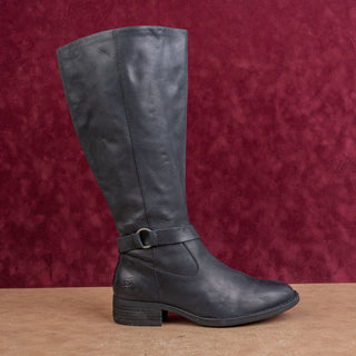 Born Women Saddler Black Leather Farm Barn Riding Wide Calf Knee Boots sz 8.5