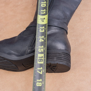 Born Women Saddler Black Leather Farm Barn Riding Wide Calf Knee Boots sz 8.5