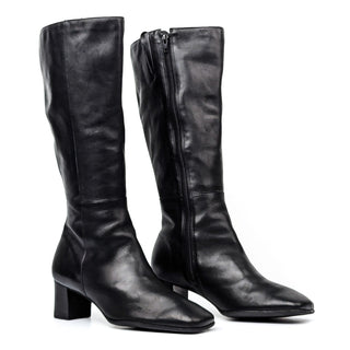 Naturalizer Women Black Leather Vintage Retro 90s Wide Calf Fashion Knee Boots sz 9