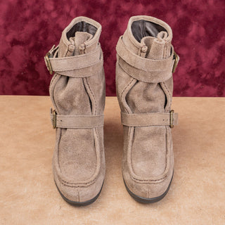 Minelli Wmn Brown Suede Vintage Y2K Retro Round Toe Slip Ankle Boots 10US EUR40