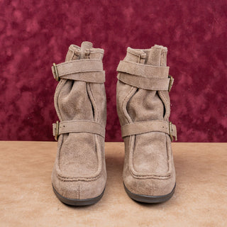 Minelli Wmn Brown Suede Vintage Y2K Retro Round Toe Slip Ankle Boots 10US EUR40