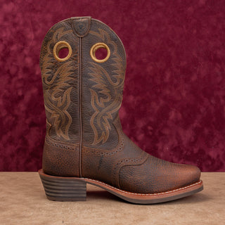 Ariat Work Men Heritage Roughstock Oiled Row Leather Wide Square Toe Boots 10.5