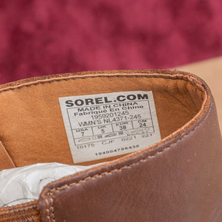 Sorel Women Joan Of Artic Wedge II Waterproof Brown leather Zip Ankle Boots sz 7