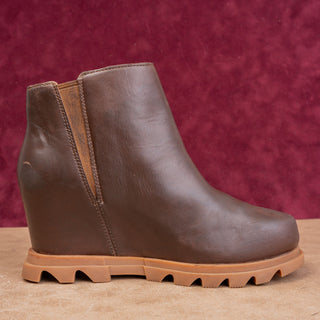 Sorel Women Joan Of Artic Wedge II Waterproof Brown leather Zip Ankle Boots sz 7