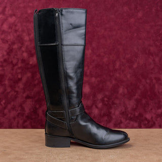 Bandolino Women Black Vegan Leather Vintage Y2K Riding Equestrian Boots sz 7.5