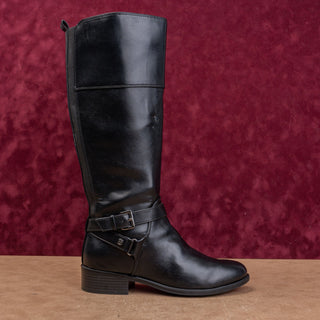 Bandolino Women Black Vegan Leather Vintage Y2K Riding Equestrian Boots sz 7.5