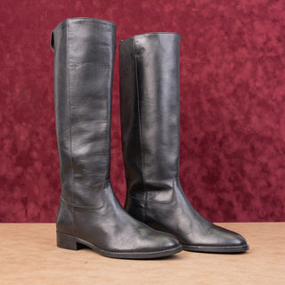 JCrew Harper Vintage Y2K Dark Brown Leather Riding Equestrian Zip Tall Boots 5.5