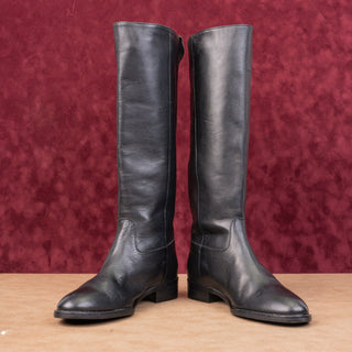 JCrew Harper Vintage Y2K Dark Brown Leather Riding Equestrian Zip Tall Boots 5.5