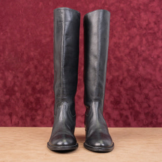 JCrew Harper Vintage Y2K Dark Brown Leather Riding Equestrian Zip Tall Boots 5.5