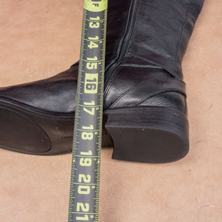 Lucky Brand Wmn Paxtreen Black Leather Wide Calf Riding Zip Tall Boots sz 8.5