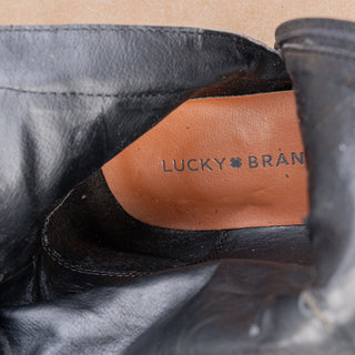 Lucky Brand Wmn Paxtreen Black Leather Wide Calf Riding Zip Tall Boots sz 8.5