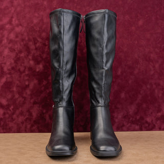 Franco Sarto Women Cottage Boho Black Vegan Leather Square Toe Knee Boots sz 11