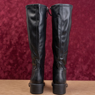 Franco Sarto Women Cottage Boho Black Vegan Leather Square Toe Knee Boots sz 11
