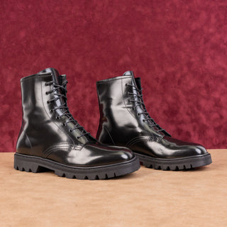 The Row Women Ranger Black Italian Leather Lace-up Combat Boots 9-9.5US EUR 39.5