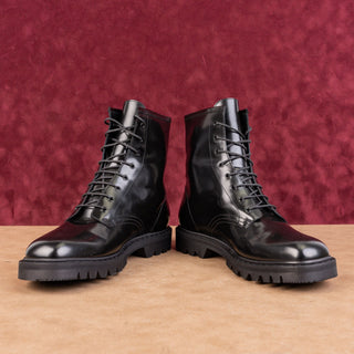 The Row Women Ranger Black Italian Leather Lace-up Combat Boots 9-9.5US EUR 39.5