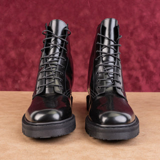 The Row Women Ranger Black Italian Leather Lace-up Combat Boots 9-9.5US EUR 39.5