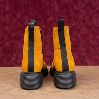 Paul Green Women Junior Platform Mustard Nubuck Suede Chelsea Boots 9US AUS 6.5