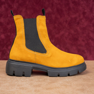 Paul Green Women Junior Platform Mustard Nubuck Suede Chelsea Boots 9US AUS 6.5