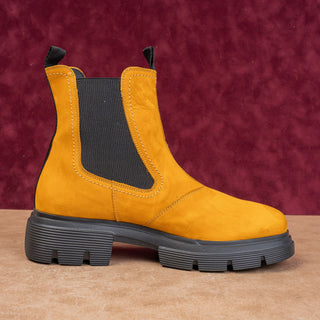 Paul Green Women Junior Platform Mustard Nubuck Suede Chelsea Boots 9US AUS 6.5