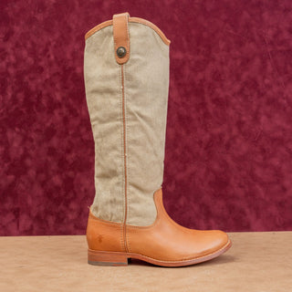 Frye Women Melissa Button Canvas Leather Brown Classic Riding Equestrian Boots 6