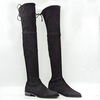 Stuart Weitzman Women Lowland Back Lace Black Suede OTK fashion Boots size 7.5