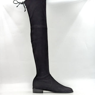 Stuart Weitzman Women Lowland Back Lace Black Suede OTK fashion Boots size 7.5