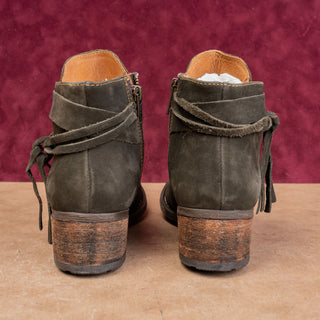 Born Women Montilla Olive Green Suede Modern Western Zip Ankle Boots sz 7.5