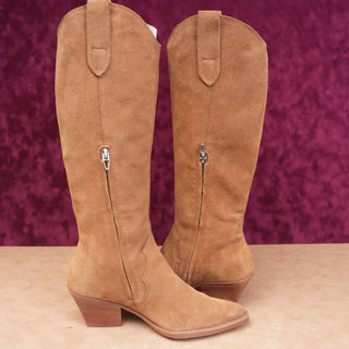 Dolce Vita Women Brown Suede Festival Western Cowboy Knee Zip Boots sz 8.5