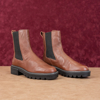 Bernardo Women Dublin Brown Leather Slip-on Chelsea Ankle Boots sz 6