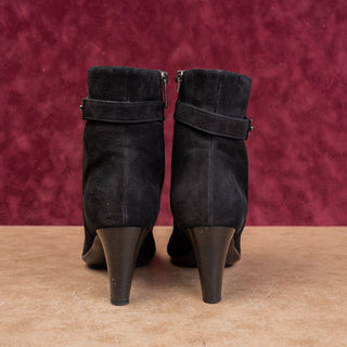 Aquatalia Women Black Suede Fashion Party Night Zip Ankle Boots sz 7.5