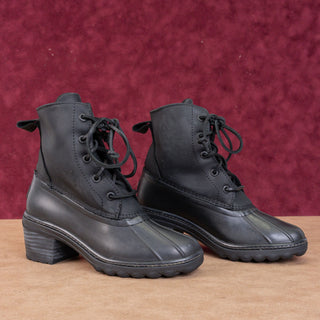 Sperry Women Saltwater Heel Black leather Rain Duck Boots sz 6US EUR36