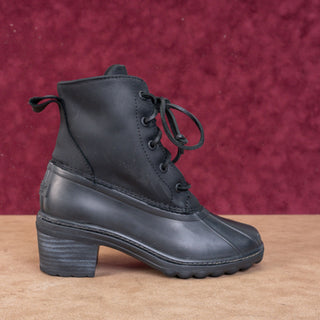 Sperry Women Saltwater Heel Black leather Rain Duck Boots sz 6US EUR36