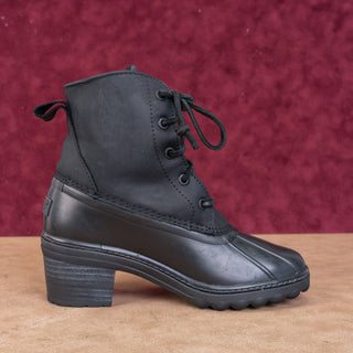 Sperry Women Saltwater Heel Black leather Rain Duck Boots sz 6US EUR36