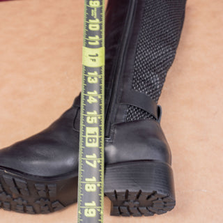 Cole Haan Women GrandOs Black Leather Riding Strap Lug Zip Fashion Boots sz 9.5