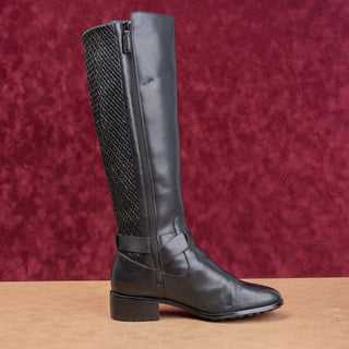 Cole Haan Women GrandOs Black Leather Riding Strap Lug Zip Fashion Boots sz 9.5