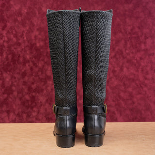 Cole Haan Women GrandOs Black Leather Riding Strap Lug Zip Fashion Boots sz 9.5