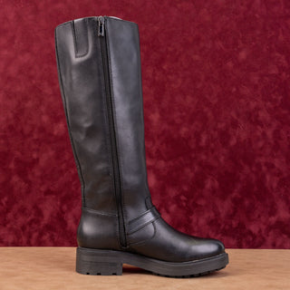 Lucky Brand Women Citere Black Leather Zip Riding Moto Tall Boots 7US EUR 37.5