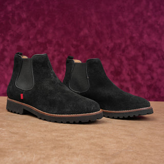 Marc Joseph NY Women Black Suede Fashion Lug Chelsea Ankle Boots sz 9