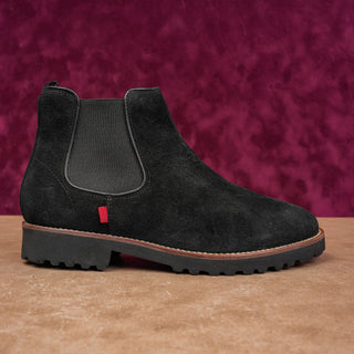 Marc Joseph NY Women Black Suede Fashion Lug Chelsea Ankle Boots sz 9