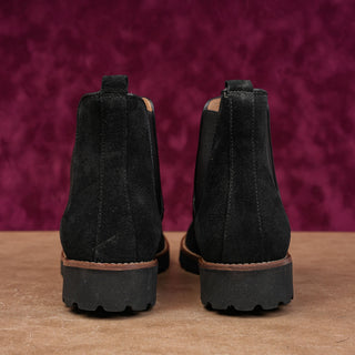 Marc Joseph NY Women Black Suede Fashion Lug Chelsea Ankle Boots sz 9