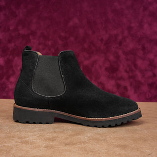 Marc Joseph NY Women Black Suede Fashion Lug Chelsea Ankle Boots sz 9
