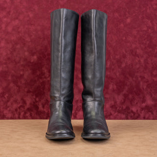 Cole Haan Women Black Leather Slip-on Riding Knee Strap Fashion Boots sz 7.5