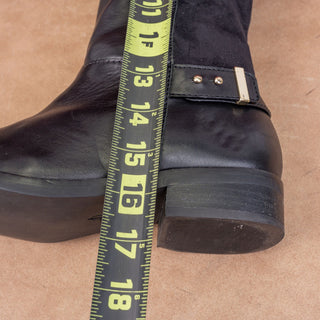Cole Haan Women Black Leather Slip-on Riding Knee Strap Fashion Boots sz 7.5