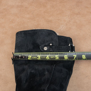 UGG Women Jillian Black Suede Shearling Lined Zip Moto Biker Boots sz 6