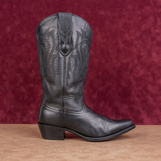 Shyanne Women Gemma Black Leather Wide Calf Western Cowboy Snip toe Boots sz 6.5