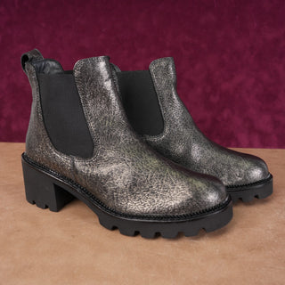 Paul Green Women Metallic Grey Festival Lightweight Ankle Chelsea Boots sz 7.5US AUS 5