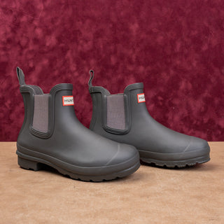 Hunter Women Original Chelsea Waterproof Short Wellies Grey Rain Boots 7US EUR38