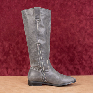 Steve Madden Women Ryson Grey Leather Tall Riding Equestrian Knee Boots sz 8.5