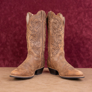 Twisted X Women Fancy Stitched Western Cowboy Brown Leather Festival Boots sz 6